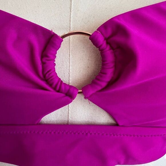 Bar III Banded Ring Bikini Top in Pink, Size XS - Picture 3 of 12